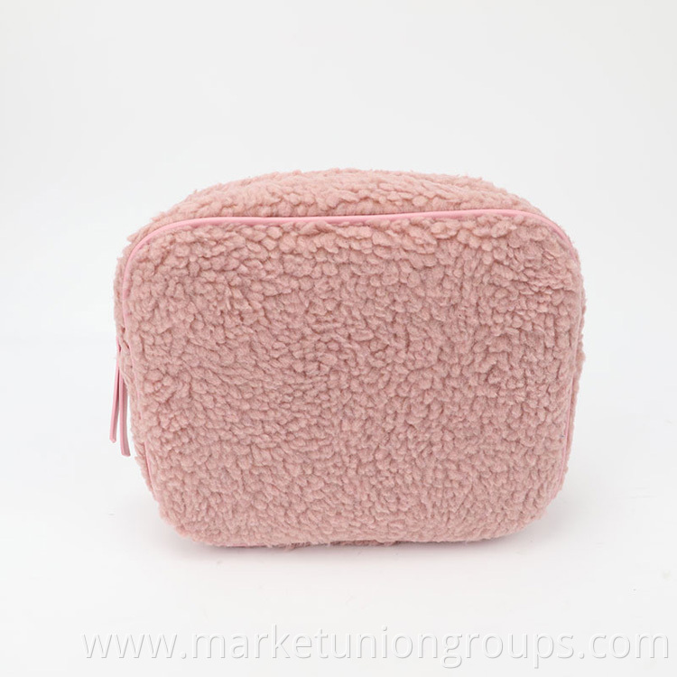 New Cute Soft Sherpa Multicolour Autumn and Winter Toiletry Makeup Bag Travel Cosmetic Bag Set